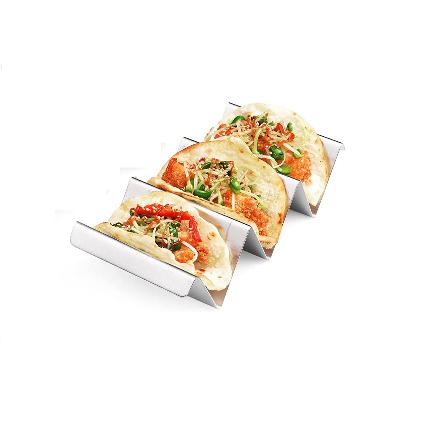 Riyanshi Enterprise Stainless Steel Taco Holder Stand Pack of 1 | Reversible Taco Rack for 2 or 3 Tacos | Taco Shell Serving Tray | Oven Safe, Grill Safe & Dishwasher Safe Taco Holder