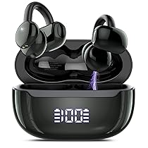 Cuffie Bluetooth 5.4, Auricolari Open Ear Cuffie Clip-On, 48 Ore Cuffiette Conduzione Ossea, DNN Noise Cancelling, Comfort Adattivo, Audio Immersivo, Auricolari Bluetooth con 4 Mic, Impermeabili IPX7
