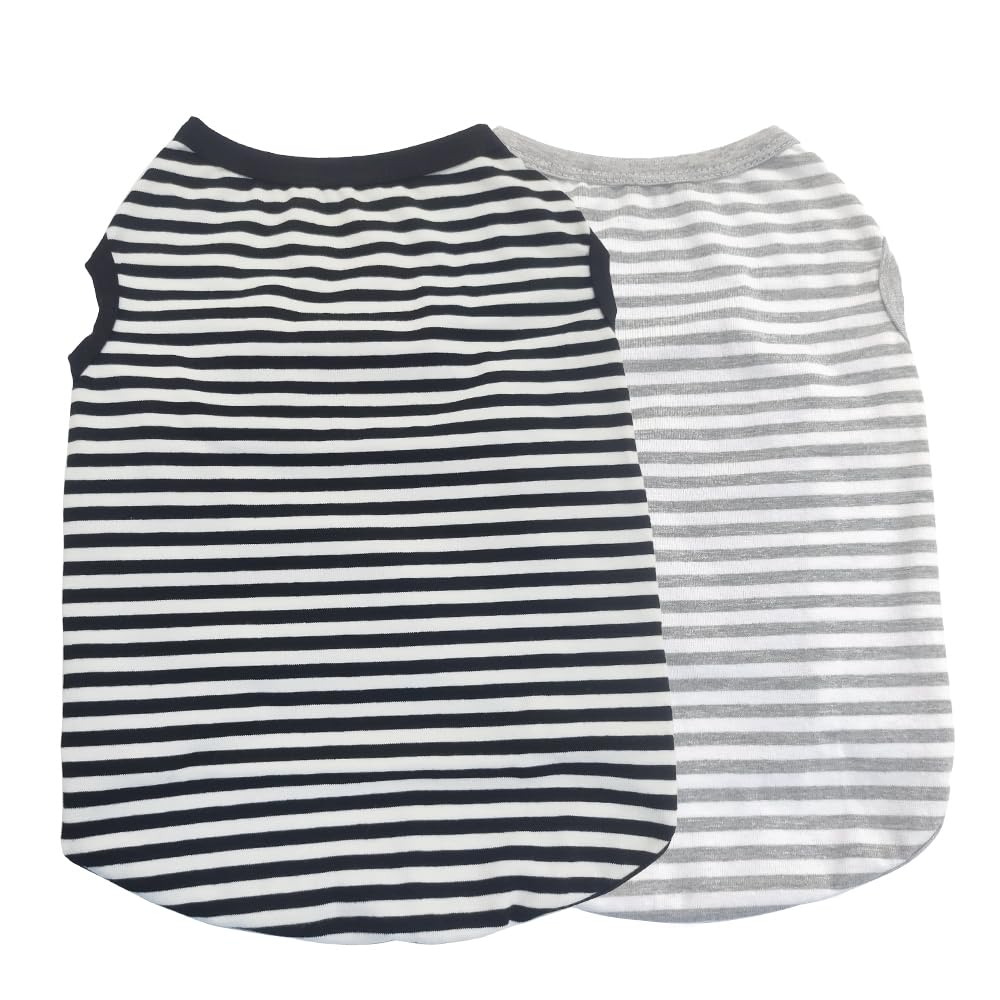 2 Pièces T-Shirt Vêtements d'été pour Chien, D'été T-Shirt en Coton Doux et Respirant sans Manches, pour Chiens et Chats de Petite (Noir, Gris) (XL)
