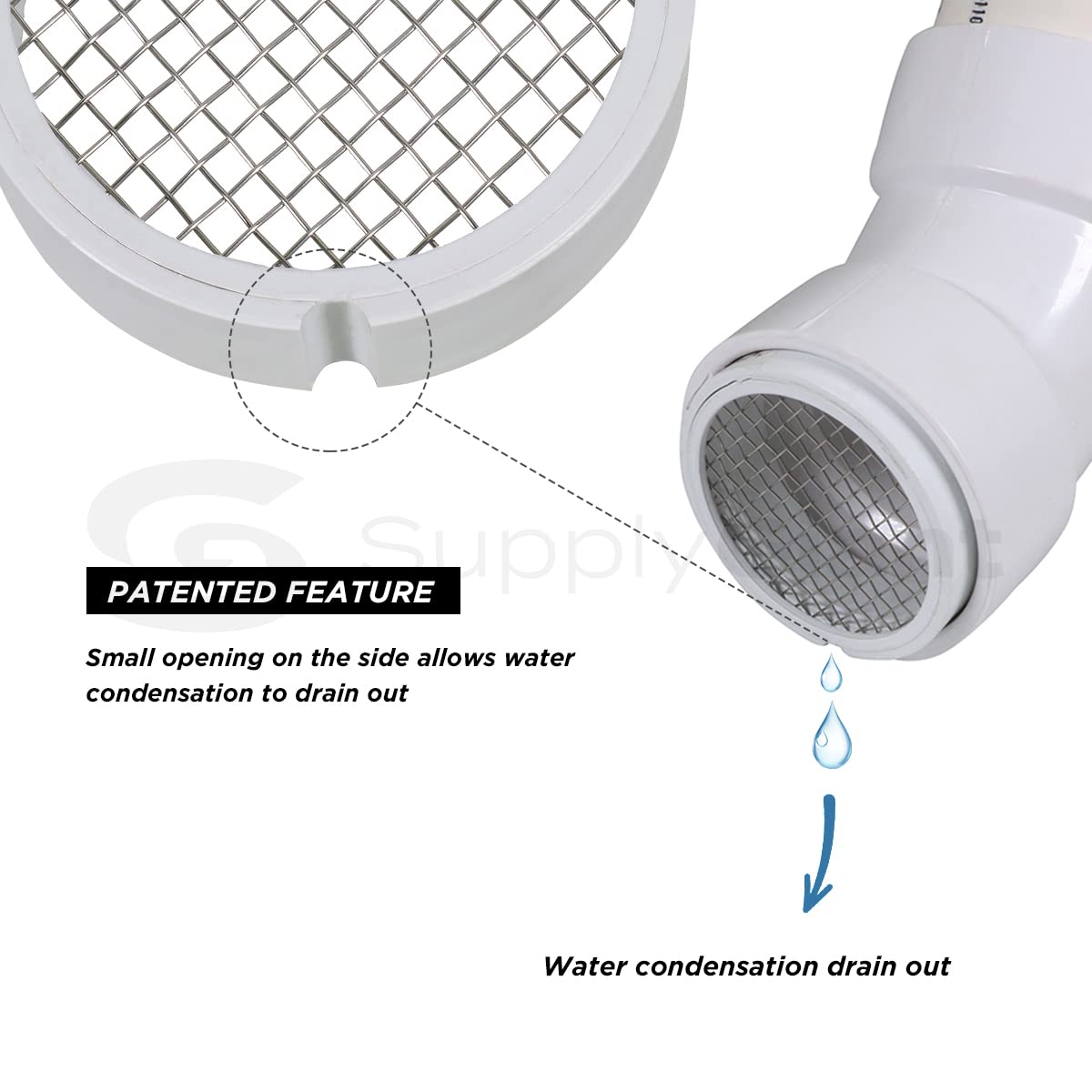 3 Inch Vent Screen Termination Cap, PVC Mesh Cap, High Efficiency