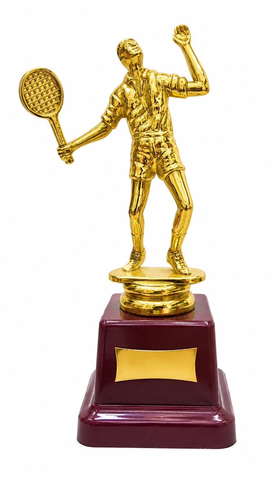 Golden Badminton Trophy with Maroon Base | Gold Figurine, Engraving Plate-picture-26