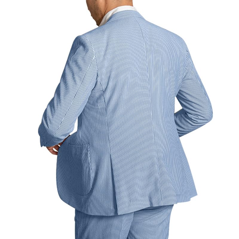 HBDesign 2 Piece Mens Seersucker Summer Suits Grooms Sear Sucker Suit for Beach Wedding Suit Mens Slim Fit 2 Button Suit4