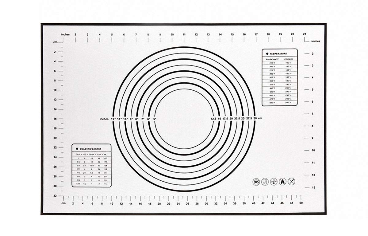 Silicone Baking Pastry Mat Perfect Match Rolling Pin with Non-Slip Nonstick Baking Measurement