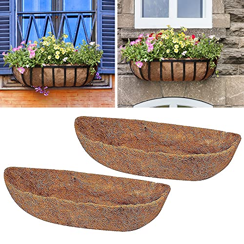 E-ROCK(2pcs 24303648 Coco Liner Trough,Trough Coco Fiber Replacement Liner, Coco Liners for Planters,Natural Coconut Coir Planter, Garden Flower Vegetables Pot for Window Flower Box, 24Inch