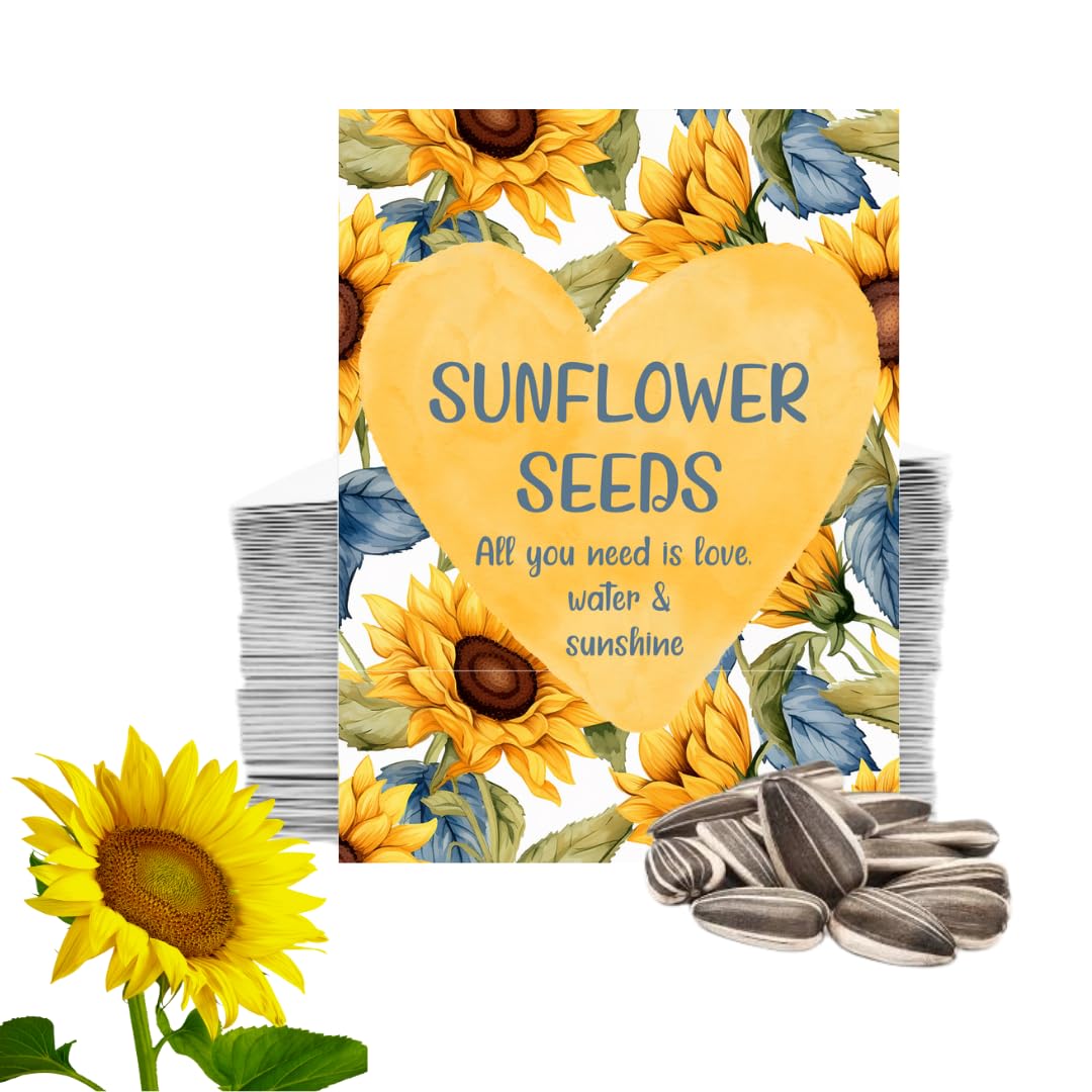 100 Sunflower Seed Party Favours Party Decorations Party Bags Wedding Favours Birthday Decoration Baby Shower Christening Garden Party Teacher Gifts Class Gifts Hen Do Retirement Thank You Graduation — image 1