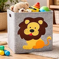Cesto Organizador Infantil Quarto Caixa Brinquedo Roupa Alça Cesto Organizador Criança Brinquedos Roupas infantis Livros Pelúcias Acessórios (Leão)