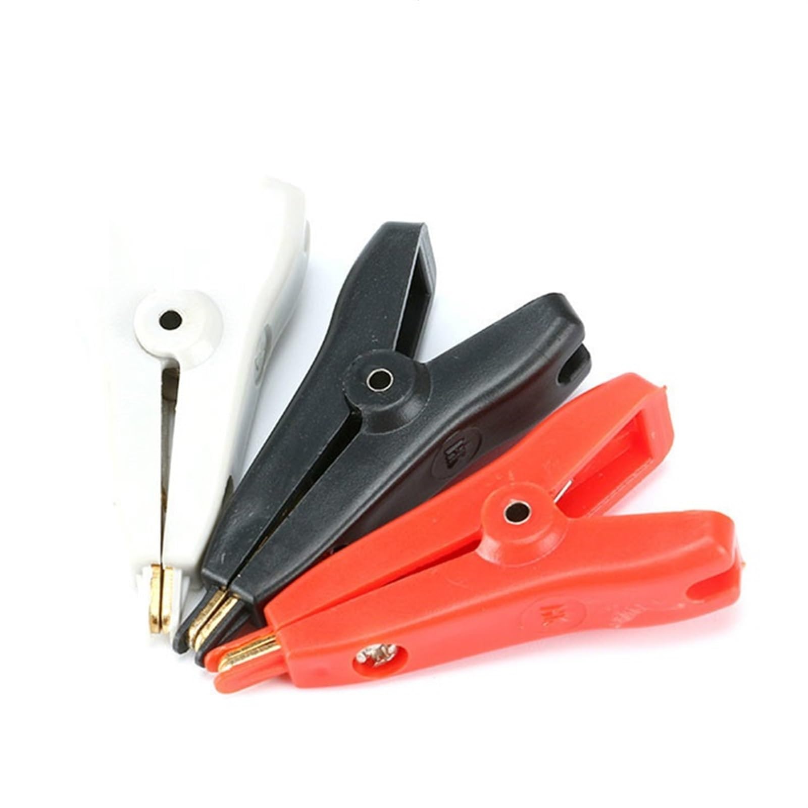 Crocodile Clips 3pcs 52mm 10A Alligator Kelvin Clamps Copper Gold Plated Crocodile Clips Grey+Black+Red