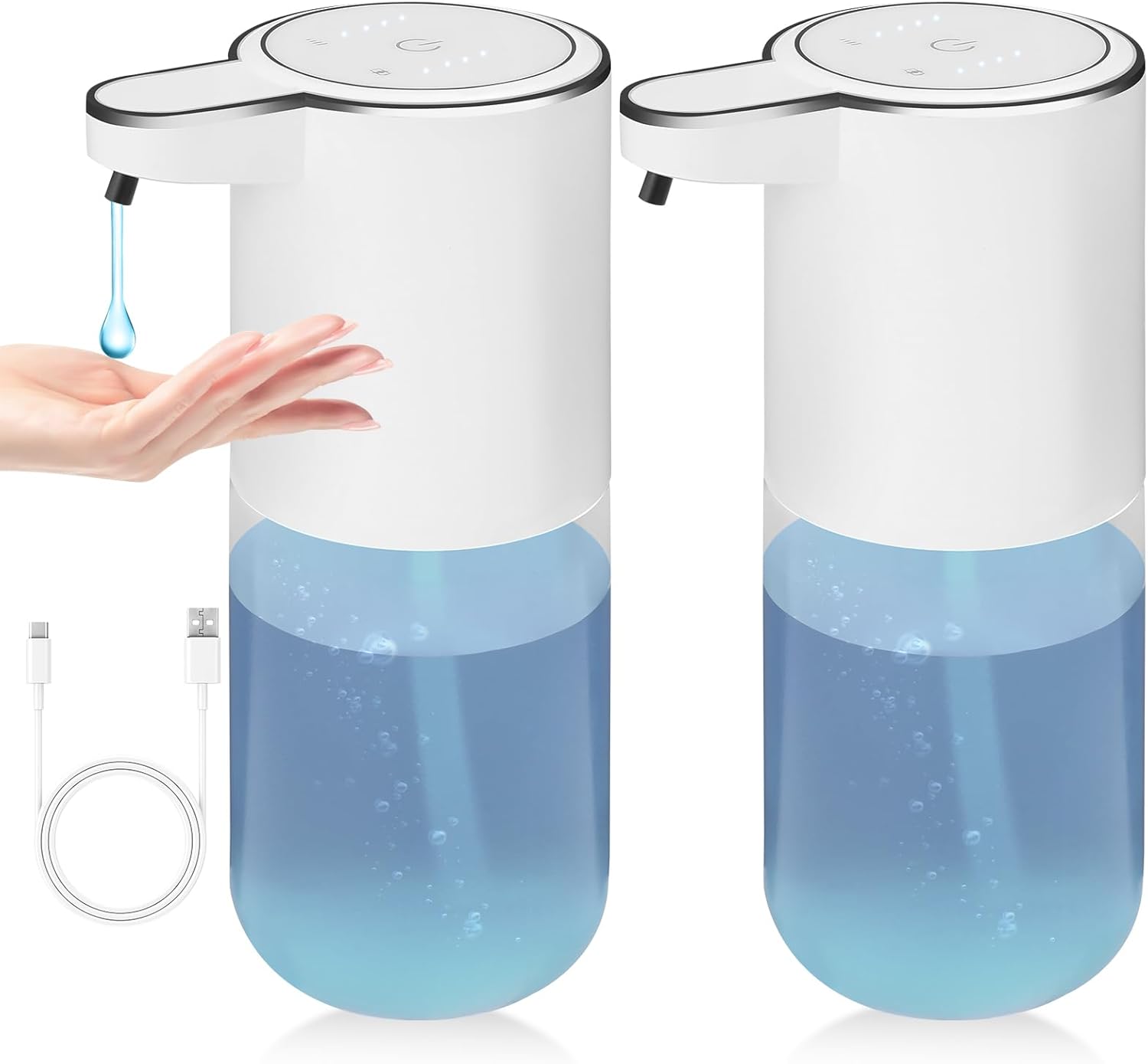2 Pack Soap Dispenser,Automatic Liquid Soap Dispenser Touchless,13.5oz/400ml USB Rechargeabled Wall Mounted Smart Soap Dispenser for Bathroom Kitchen Set New