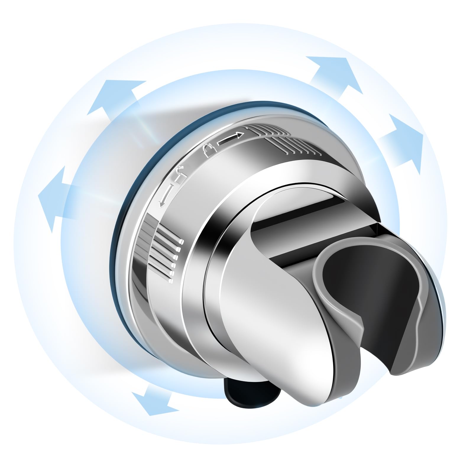 Suction Shower Head Holder，Removable Wall-Mount Handheld Shower Holder, No-Drill Adjustable Chrome Suction Cup 5-Angle Tilt & 360° Swivel