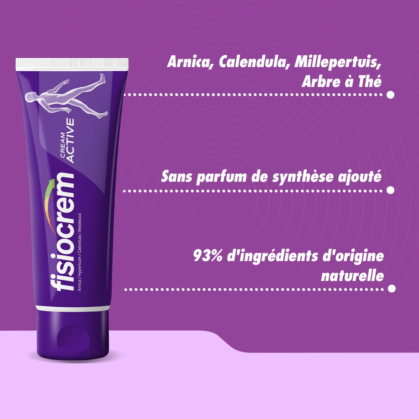 Fisiocrem Cream Active - Crème Apaisante Zones de Tension - 93% Ingrédients Naturels - Formats 200 ml