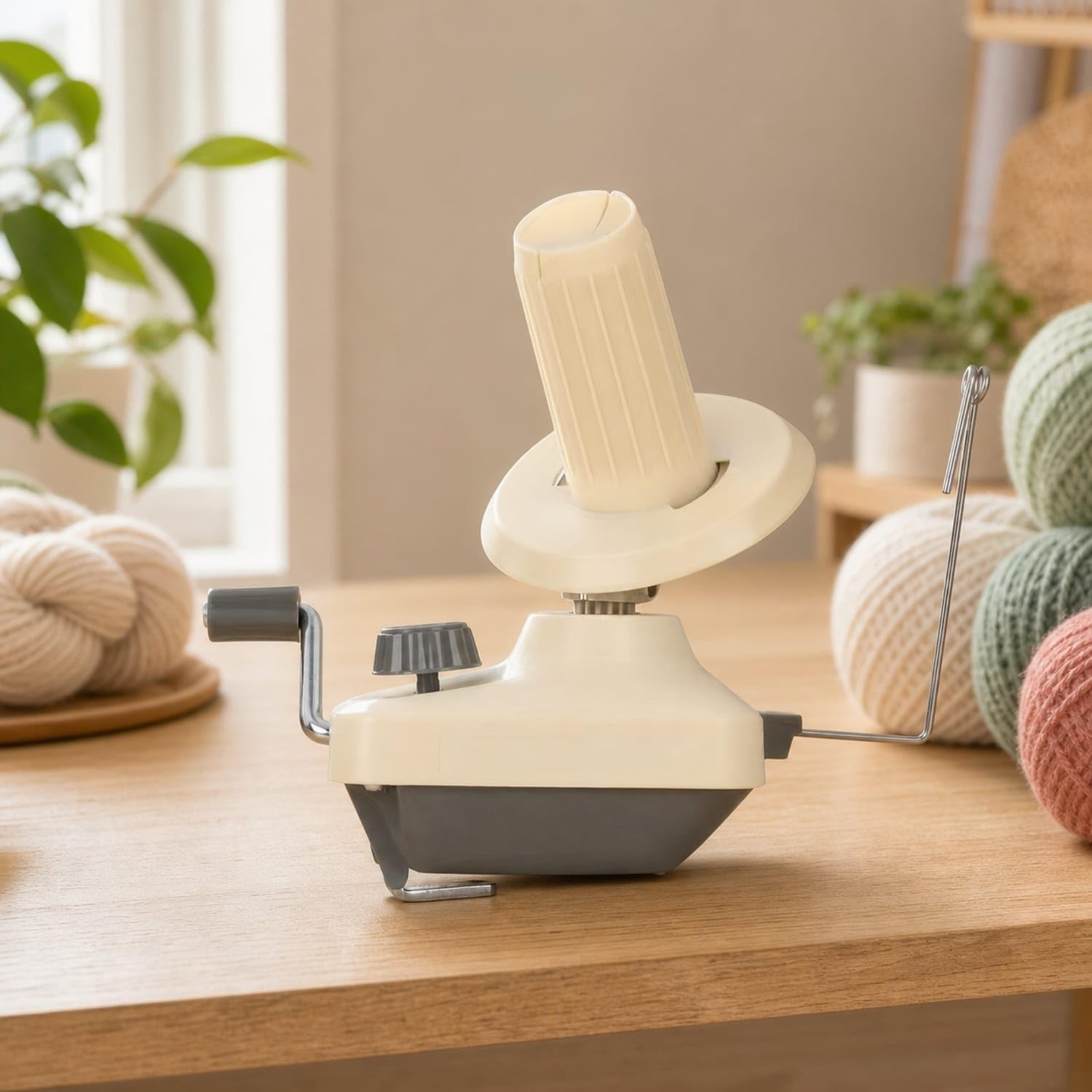 Manual Yarn Ball Winder with Tabletop Clamp Portable Yarn Winder with Clamp Compact Tool Lightweight for Knitters, Crocheters, Hobbyists, Knitting, Crochet, Craft Rooms, Gray, Winder-image-30