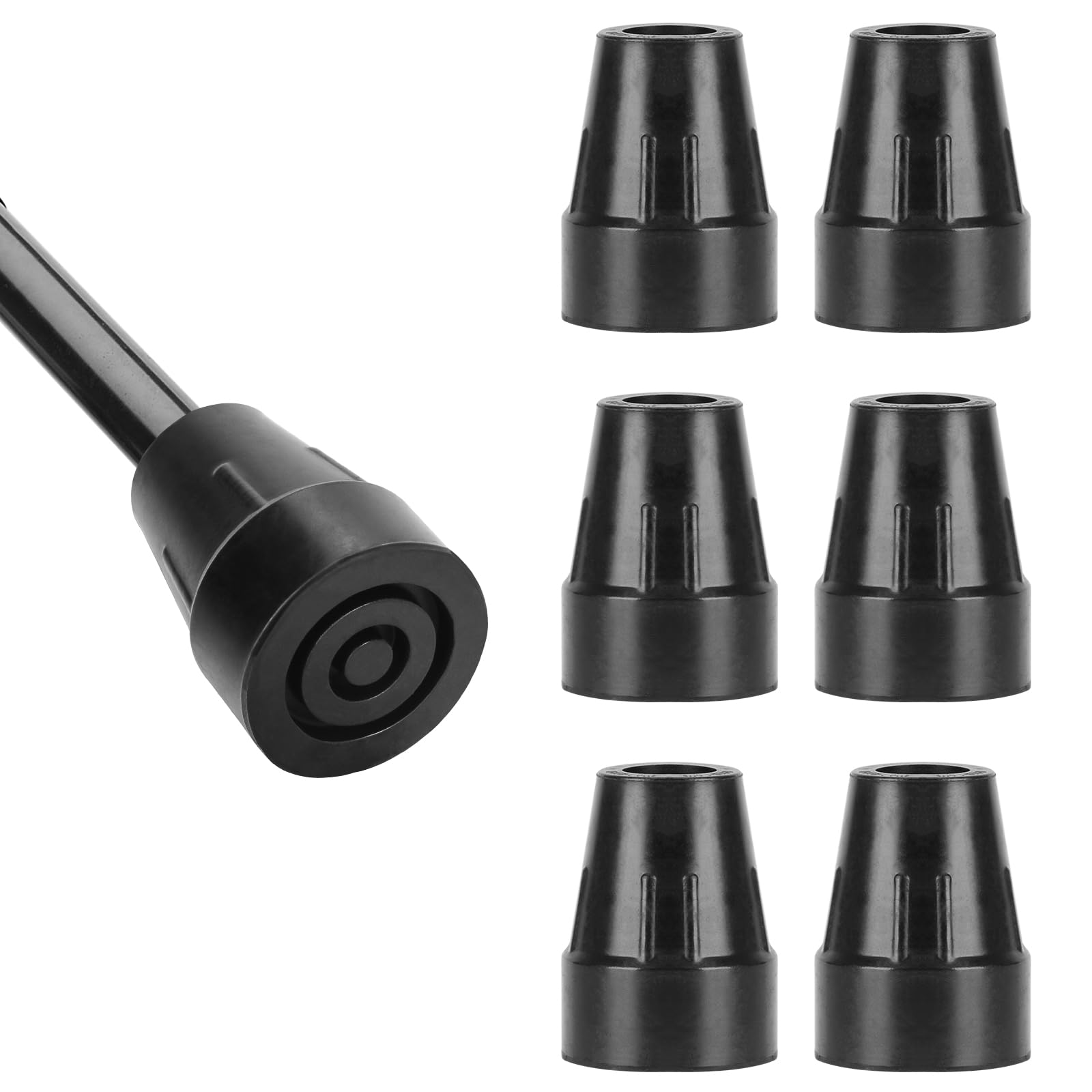 YF Rubber Walking Stick Ferrules, 19 mm Replacement Rubber Tips