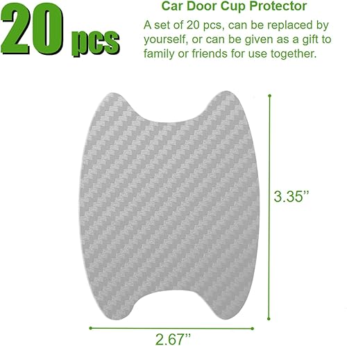 Miniatura 2 de WSSROGY 20 piezas de fibra de carbono antiarañazos para manija de puerta de coche, protector de vasos, película protectora universal para la mayoría