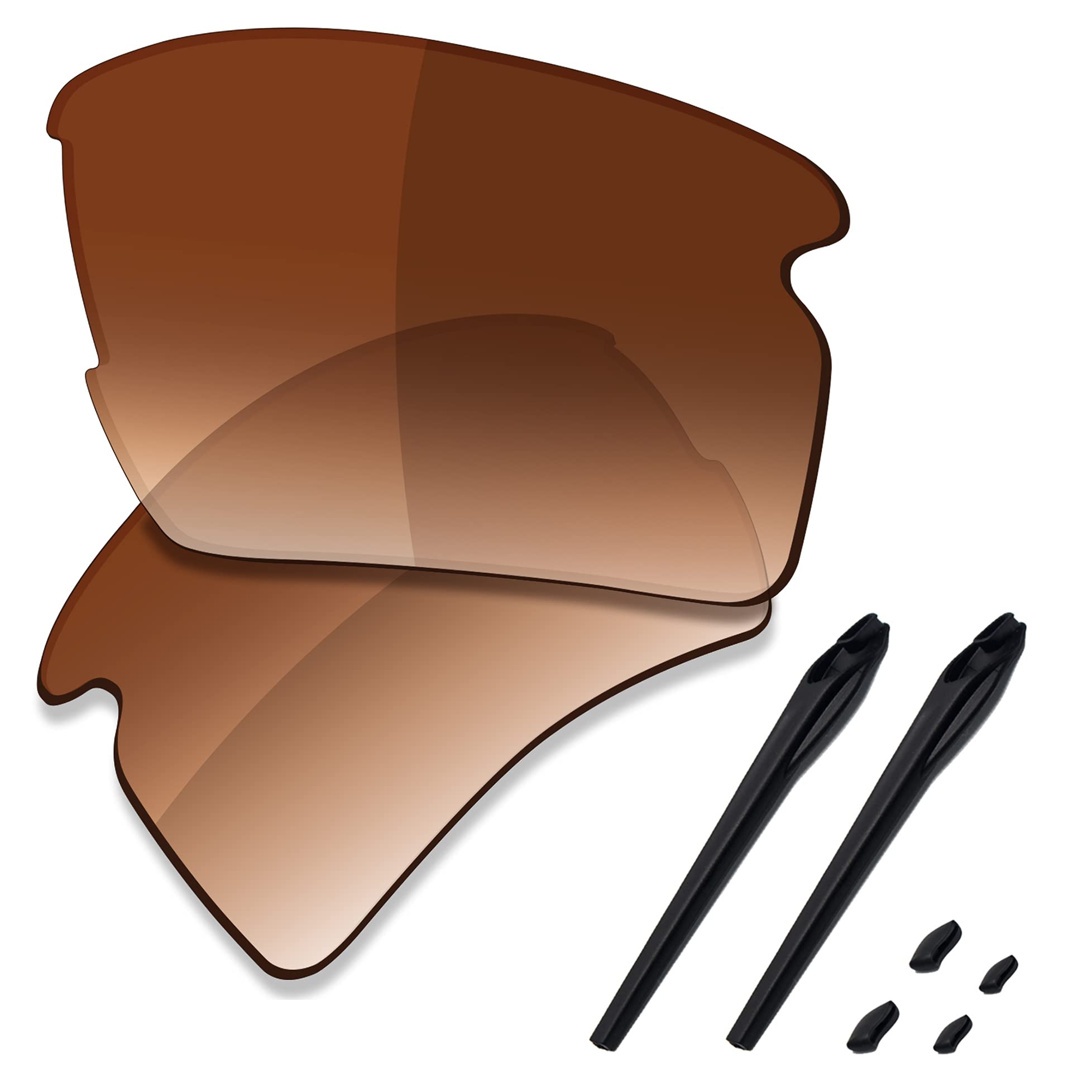 Saucer Premium Replacement Lenses & Rubber Kits for Oakley Flak 2.0 XL OO9188 Sunglasses High Defense - Brown Gradient Tint Polarized