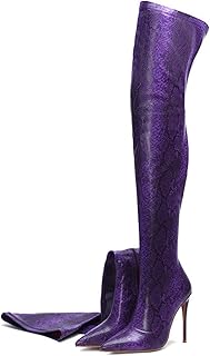 purple leather thigh high boots