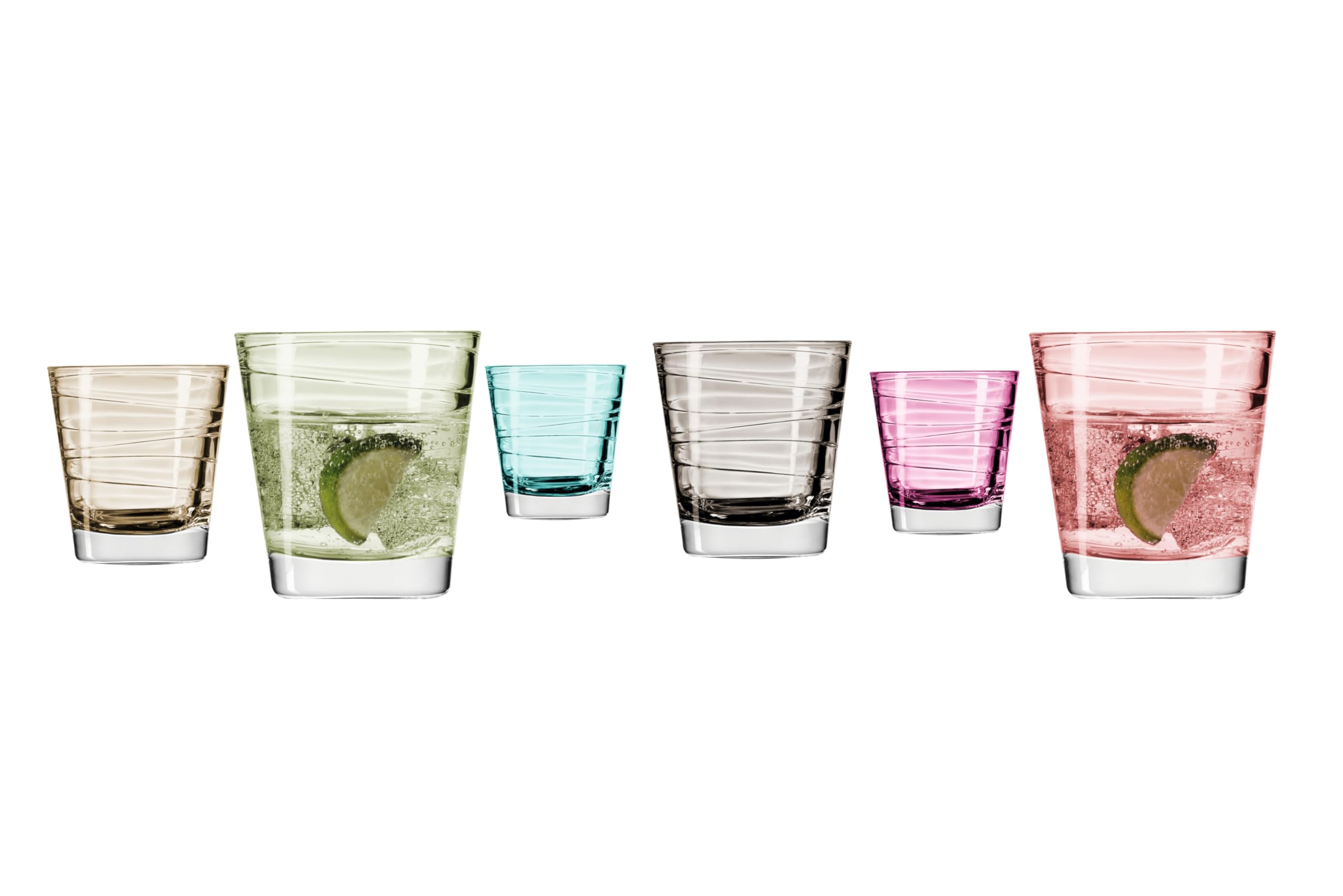 Vario Petit Verre à Eau en Verre, Multicolore, Lot de 6