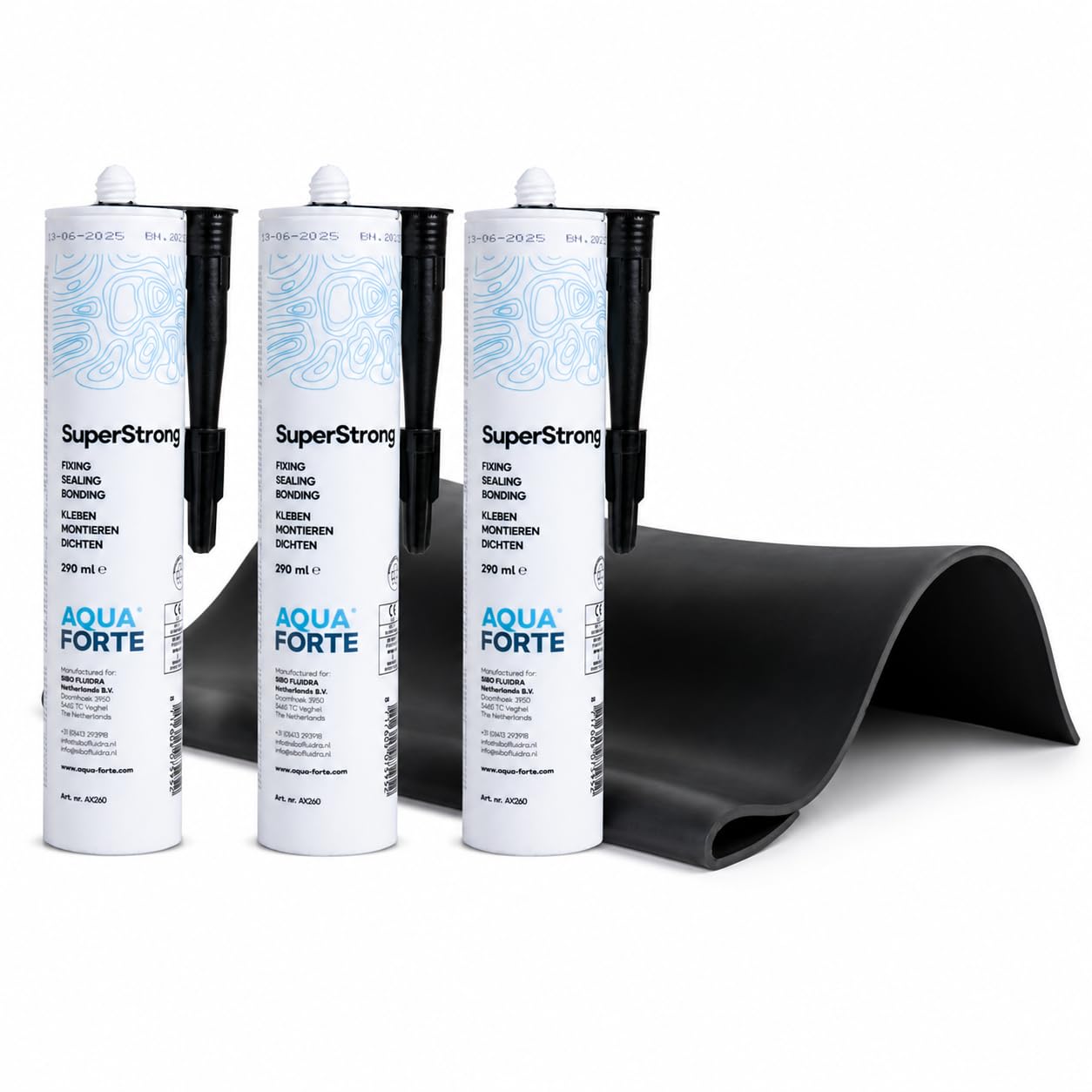 Koi Herdecke 3x SuperStrong Teichfolienkleber, EPDM & PVC Kleber & Dichtmasse für Stein, Teichfolie & Reparatur, Aquaforte (3 Stück)
