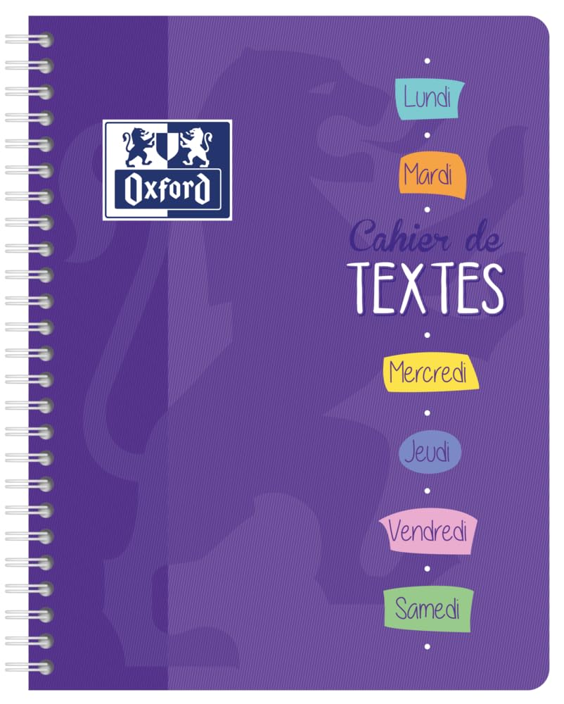 OXFORD Cahier de Textes 17x22cm Grands Carreaux Seyès 148 Pages Reliure Intégrale