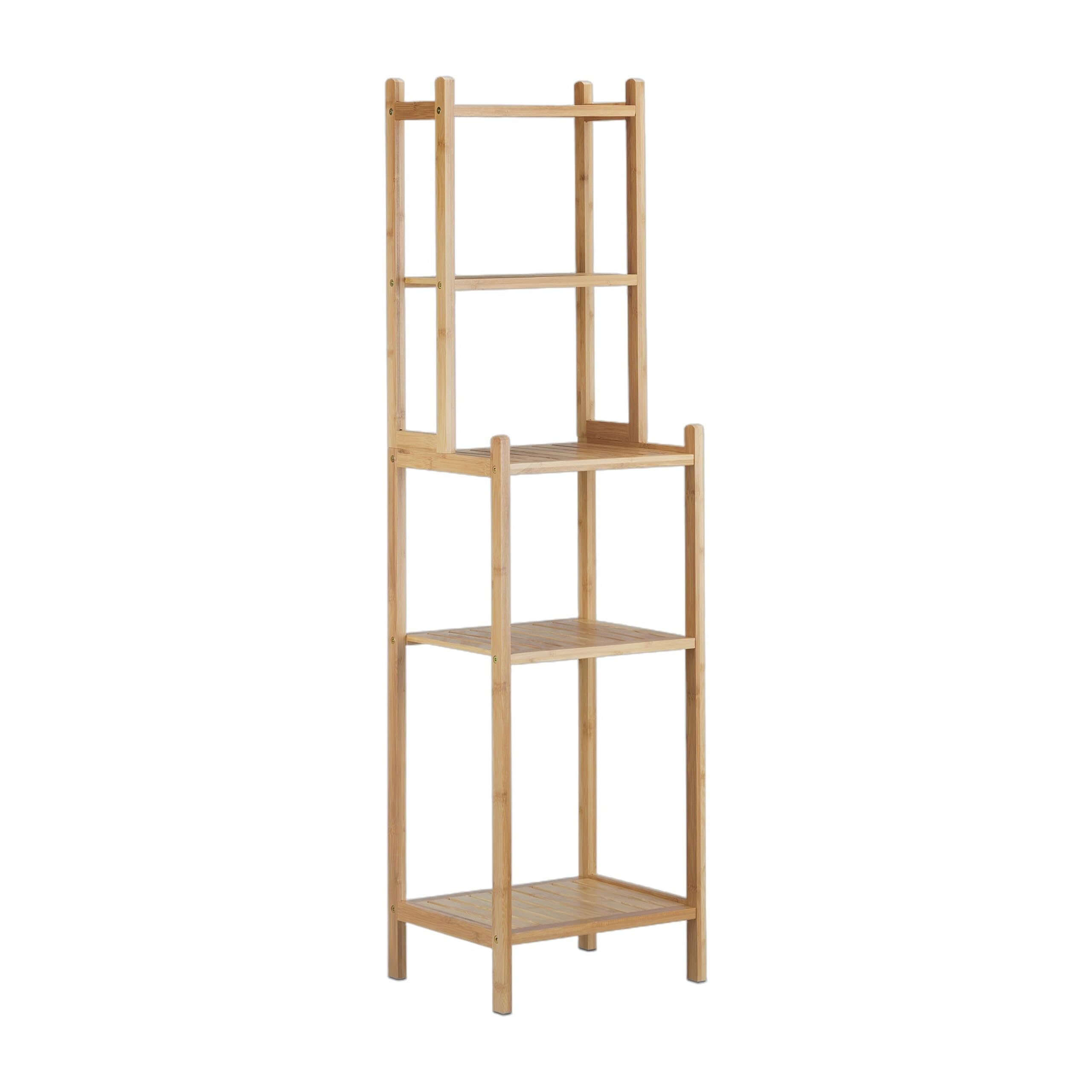 Relaxdays Scaffale bagno in bambù 5 ripiani per cucina corridoio mobiletto aperto HxLxP: 121 x 33 x 28 cm, beige