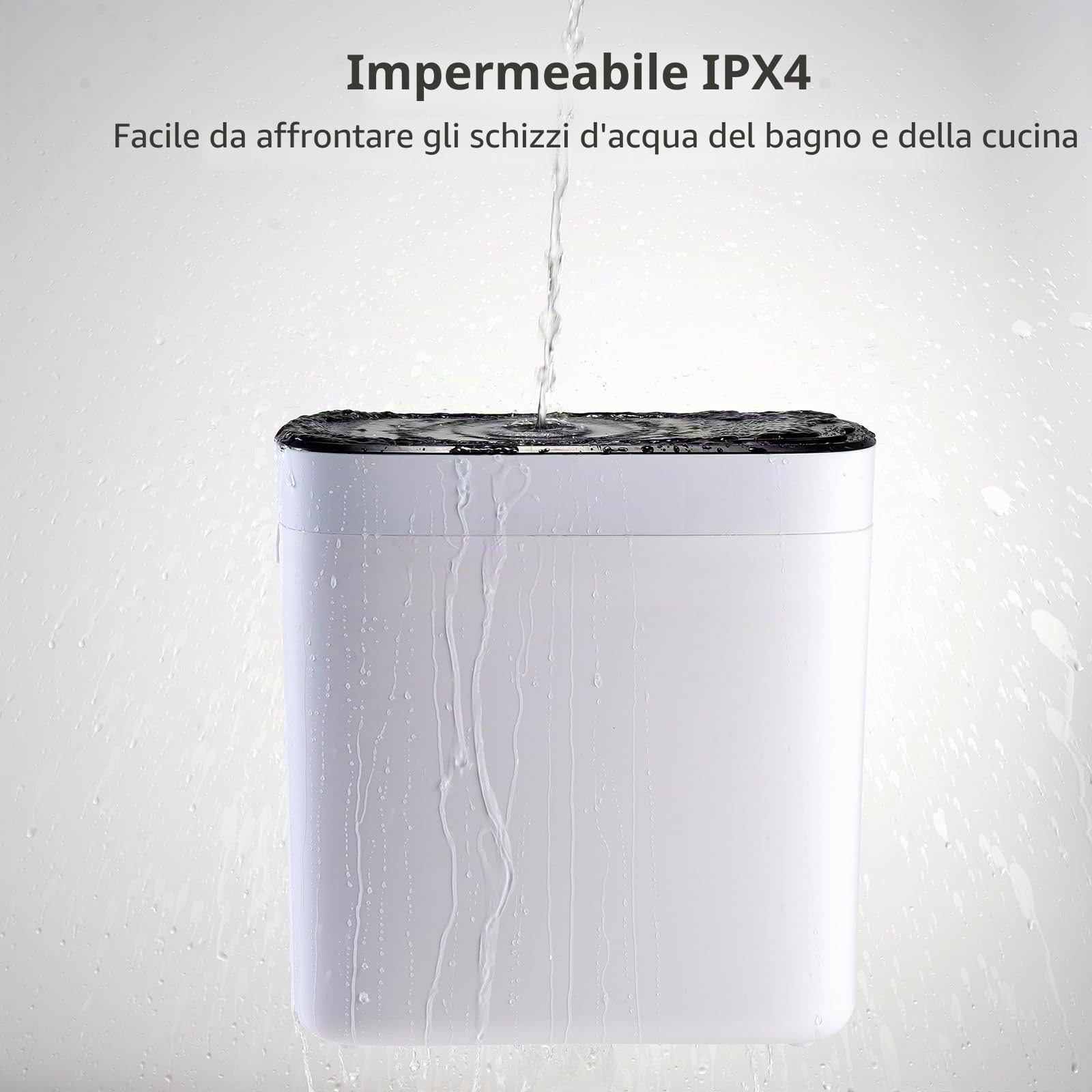 Cestino da Bagno con Coperchio Pattumiera Automatica Impermeabile, Cestino Intelligente Sottile da 12 L, Pattumiera Stretta con Sensore di Movimento e Sacchi la Spazzatura, per Cucina, Bianco