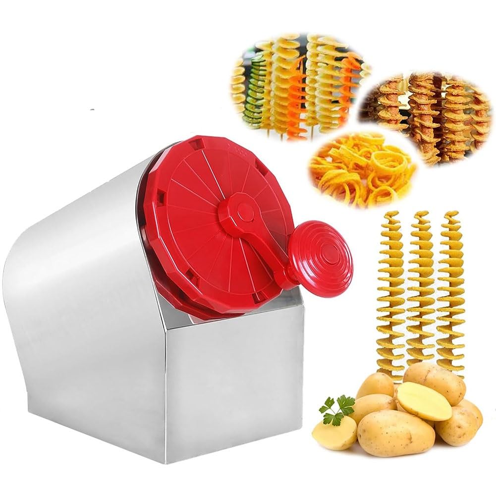 OLSKFUH Manual Stainless Steel Spiral Cutter, Potato Twister And Curly Fry Cutter, Vegetable Slicer For Potatoes, Cucumbers, And Carrots,