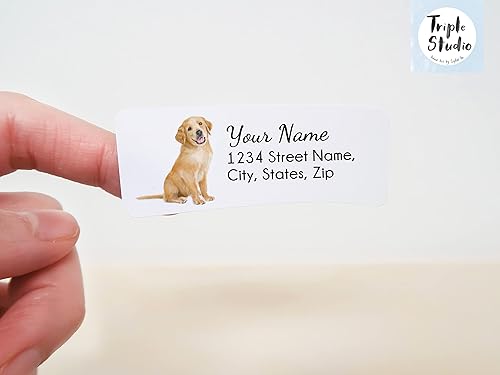Miniatura 3 de Golden Retriever Puppy Address Labels, 120 Pcs Personalized stickers with your name and address, Dog Dad or Mom Gift, Self- Adhesive Sticker (Golden