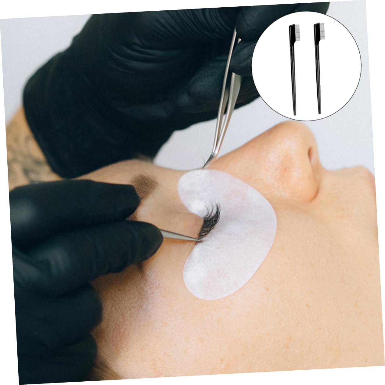 Healeved Durable Eyelash Brow Comb Set Steel Needle Eyelash Separator Stylish for Daily Use