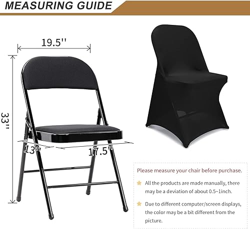 Miniatura 4 de ManMengJi Fundas para sillas plegables de elastano, 6 unidades, color negro, fundas ajustables universales para sillas para bodas, fiestas,