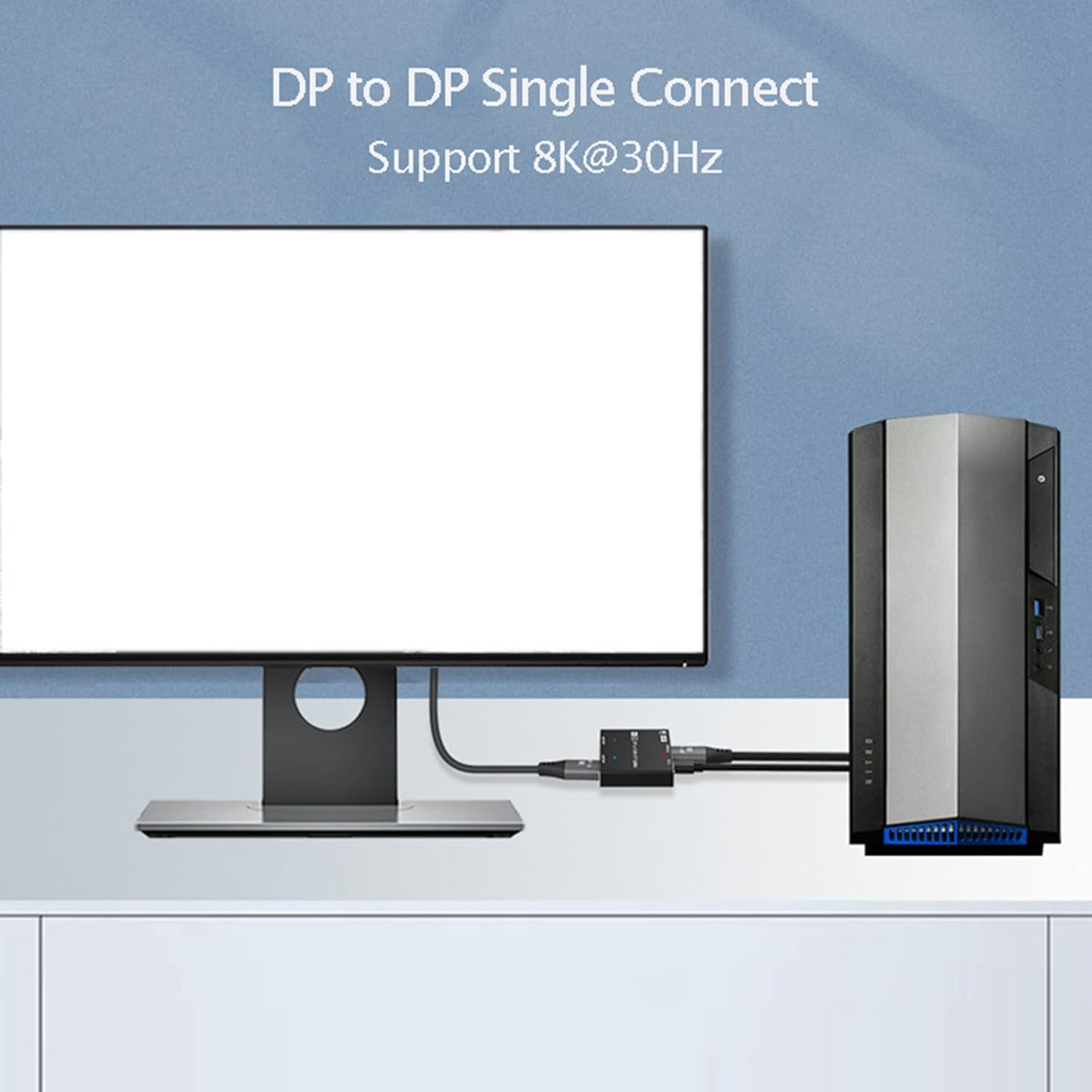 8k DisplayPort Splitter 1 in 2 Out 8K@30Hz 4K@6Hz DisplayPort Splitter Adapter 1x2 Port DisplayPort Splitter for Monitors DisplayPort UHD Splitter