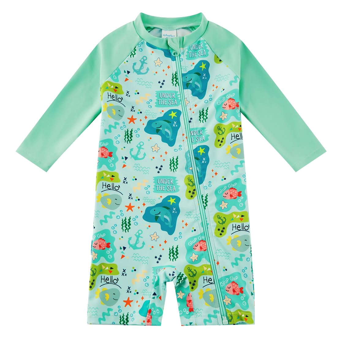 upandfast Baby Badeanzug mit Schrägem Reißverschluss UPF 50+ Badebekleidung für Baby Junge/Mädchen