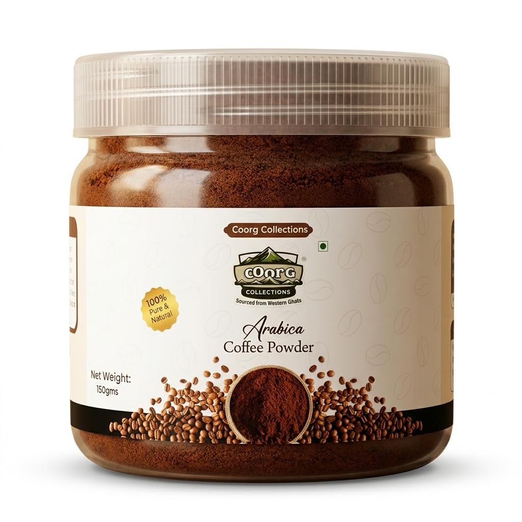 Coorg Collections Arabica Coffee | 100% Pure Single-Origin Medium Roast | Freshly Roasted, Instant & Filter Coffee With Smooth, Rich Aroma & Balanced Bold Flavor | Versatile Brewing Experience - 150GM-image-49