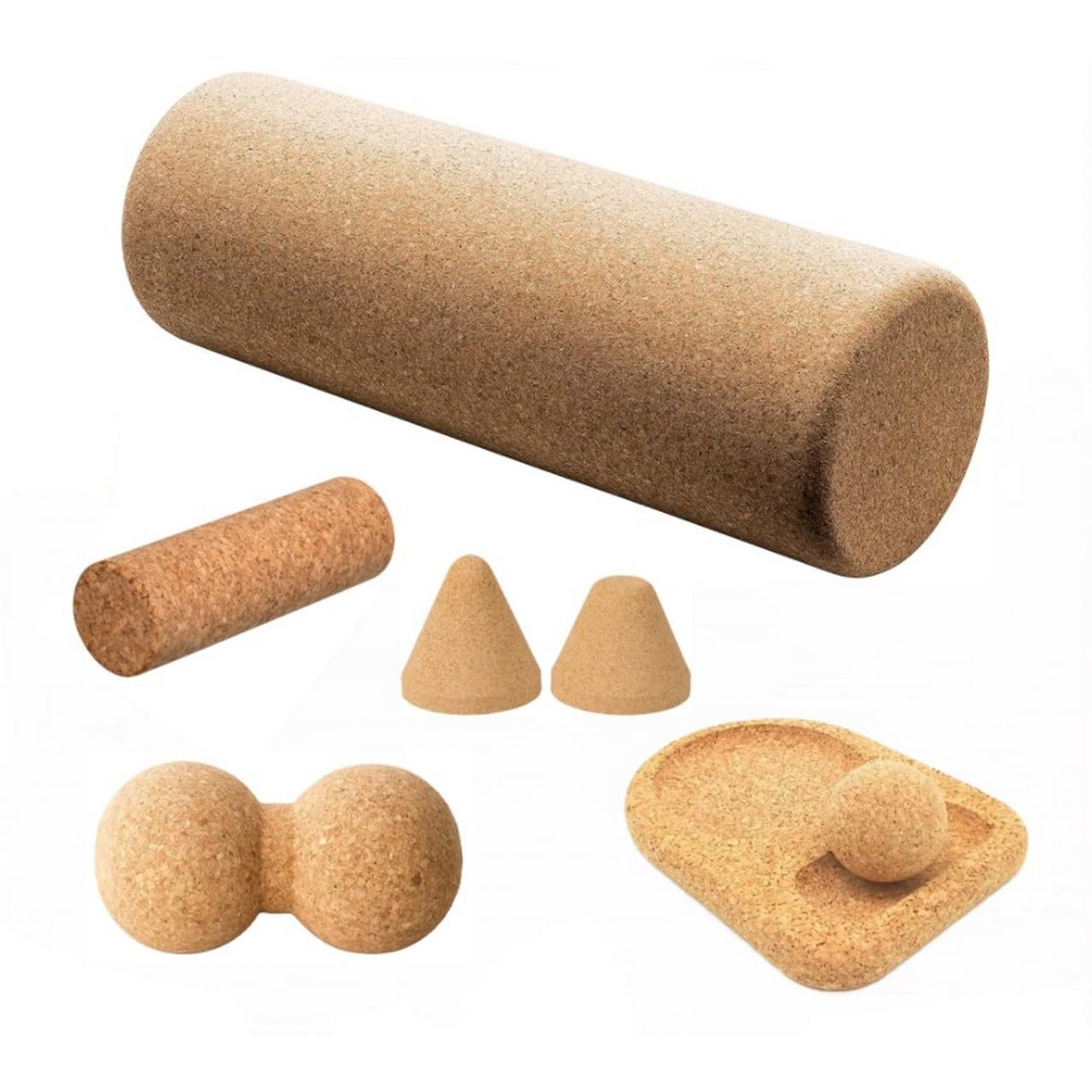 6-teiliges Faszien-Massage-Set aus Kork | Massagetools aus Presskork