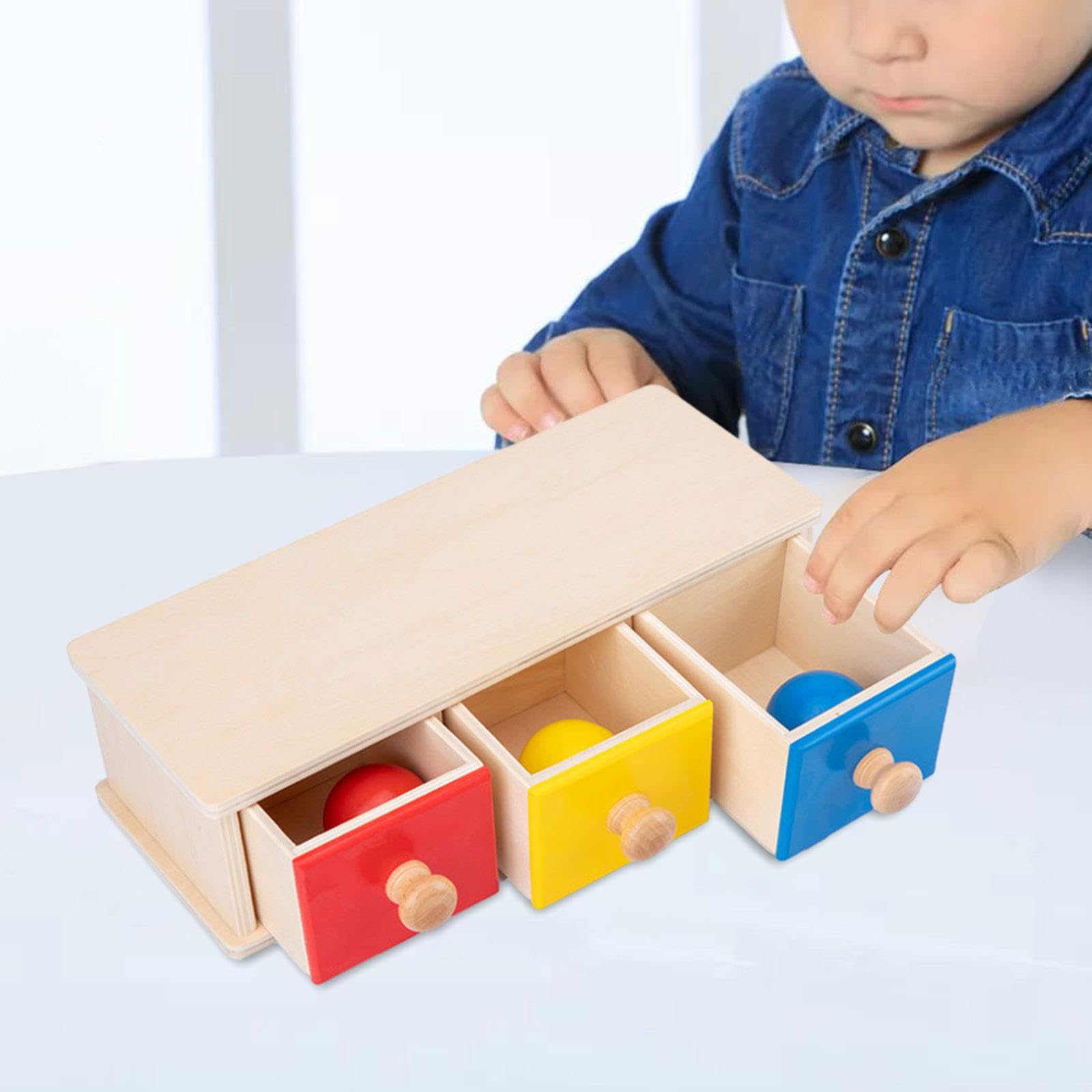 Giocattoli Educativi Scatola Oggetto Giocattolo Legno Migliora Abilità Cognitive Sviluppo Destrezza Bambini Adatto per, 3 cassetti