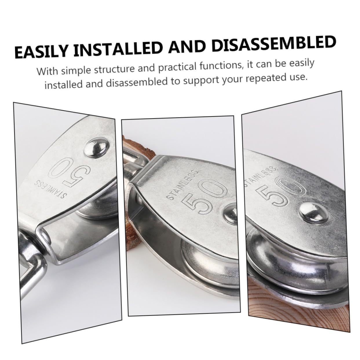 Mikinona 2 Stück Edelstahl Umlenkrolle Schwerlast Seilrolle mit Kugellager Rostfrei Langlebig für Hebezug und Flaschenzug Outdoor Anwendung