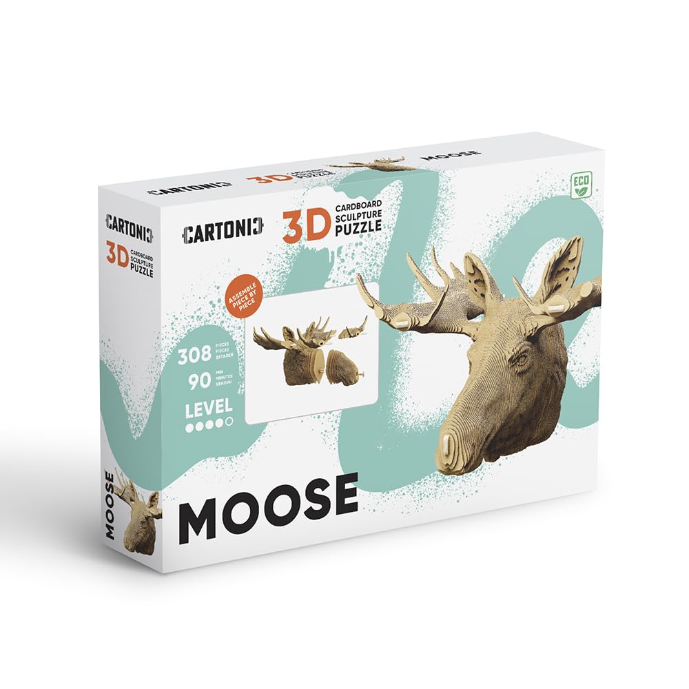 Élan Puzzle 3D en Carton – Maquette à Monter | 308 Pièces, 27 × 20 × 17 cm – Kit Sculpture DIY à Peindre, Matériaux Recyclés, Ados & Adultes, Idée Cadeau Déco