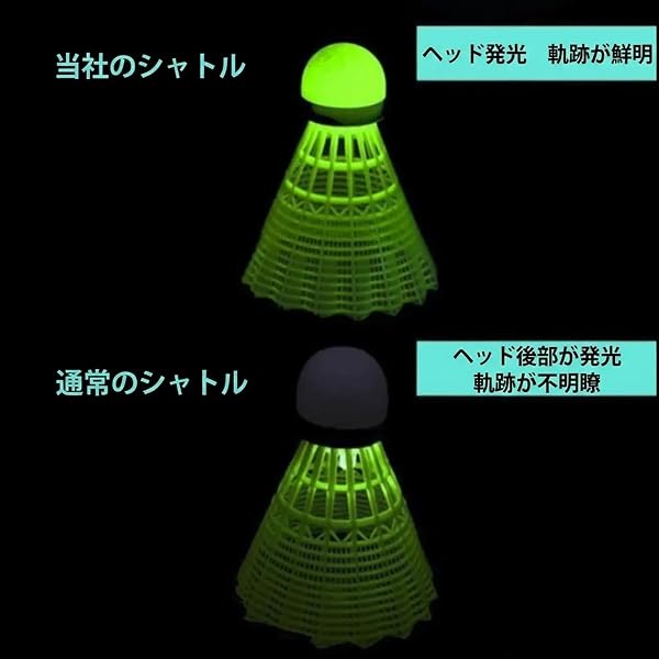 [koulaya]室内バドミントン シャトル 夜光 4個セット LED 光る 戻ってくる 練習器具 初心者向け 自習用 室内トレーニング 飛行安定 耐久性高 楽しい練習 - 5