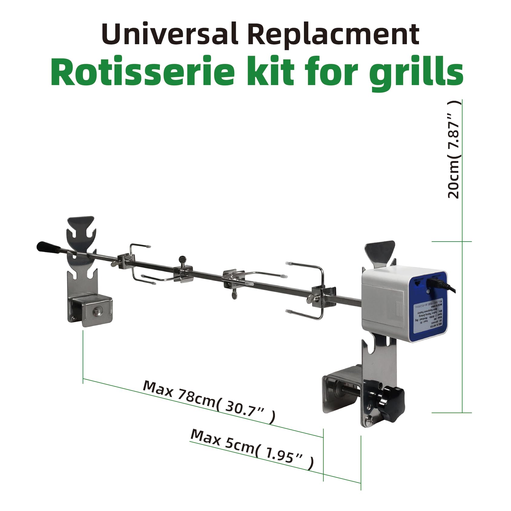 Grille wolnostojące Zestaw rożna Uniwersalna wymiana Szybka instalacja Przenośny grill rożen Outdoor Camping BBQ Trzy wysokości Regulowana długość Narzędzie do gotowania Akcesoria do pieczenia