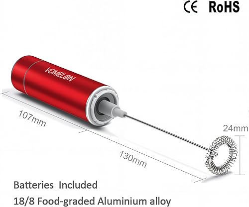 Miniatura 7 de Espumador de leche de mano, funciona con pilas, mezclador de bebidas con 2 batidores eléctricos de acero inoxidable para café, latte, capuchino,