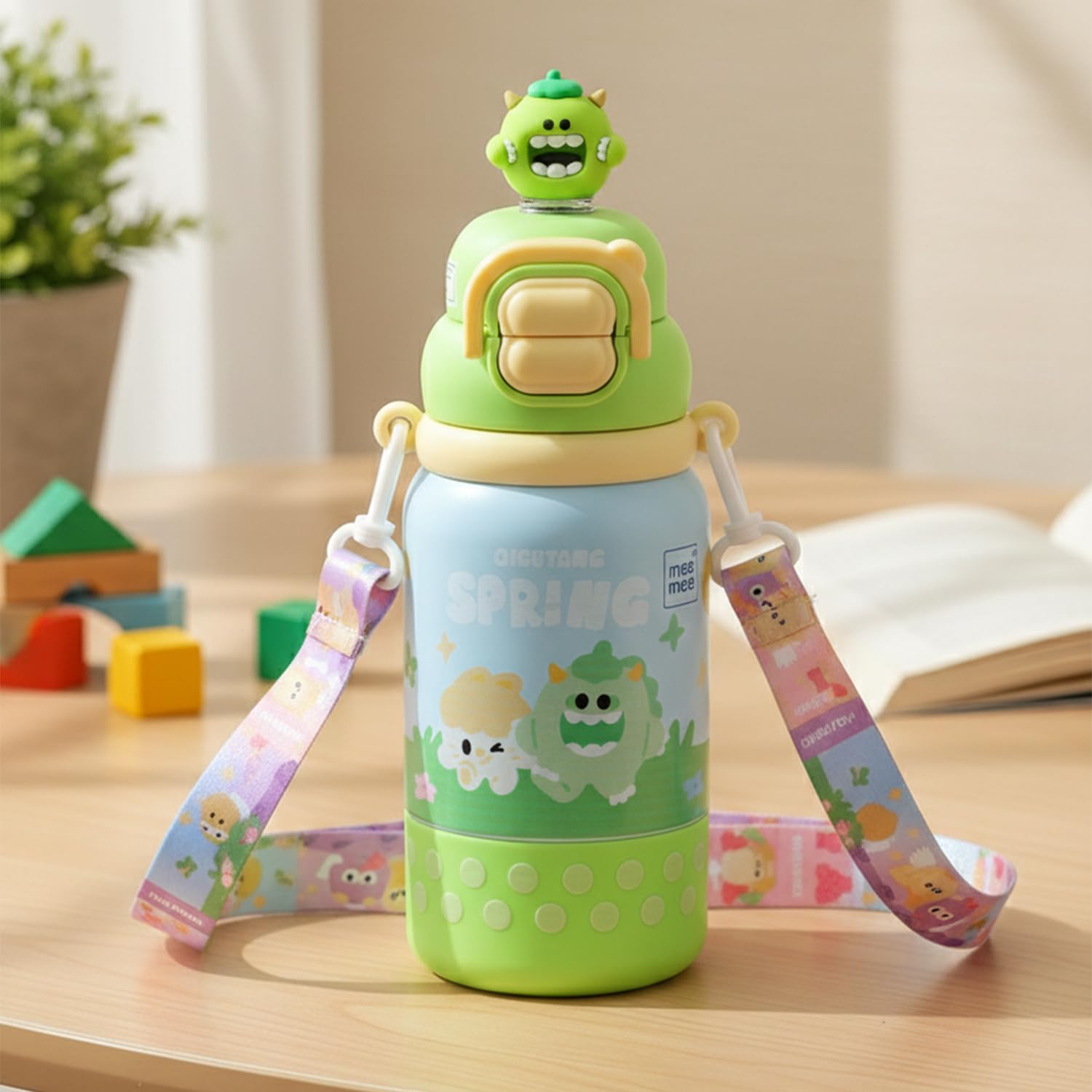 Mee Mee Oasis Sip Kids Insulated Water Bottle 460ml | SUS316 Stainless Steel | 3-in-1 Lid (Straw, Spout & Sip) | Leakproof School Bottle | 12H Cold & 8H Hot | BPA-Free Sipper with Strap for Kids-image-3