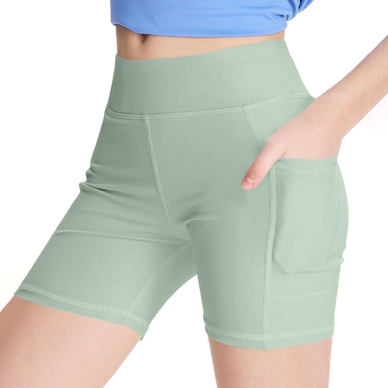duxyoz Girls Cycling Shorts with Pockets Childrens Kids Sports Leggings Breathable Safety Underwear Short Pants Summer Casual Sport Dancing Gymnastic Comfy Short Boyshorts Under Dress 10-11 Years โ image 1