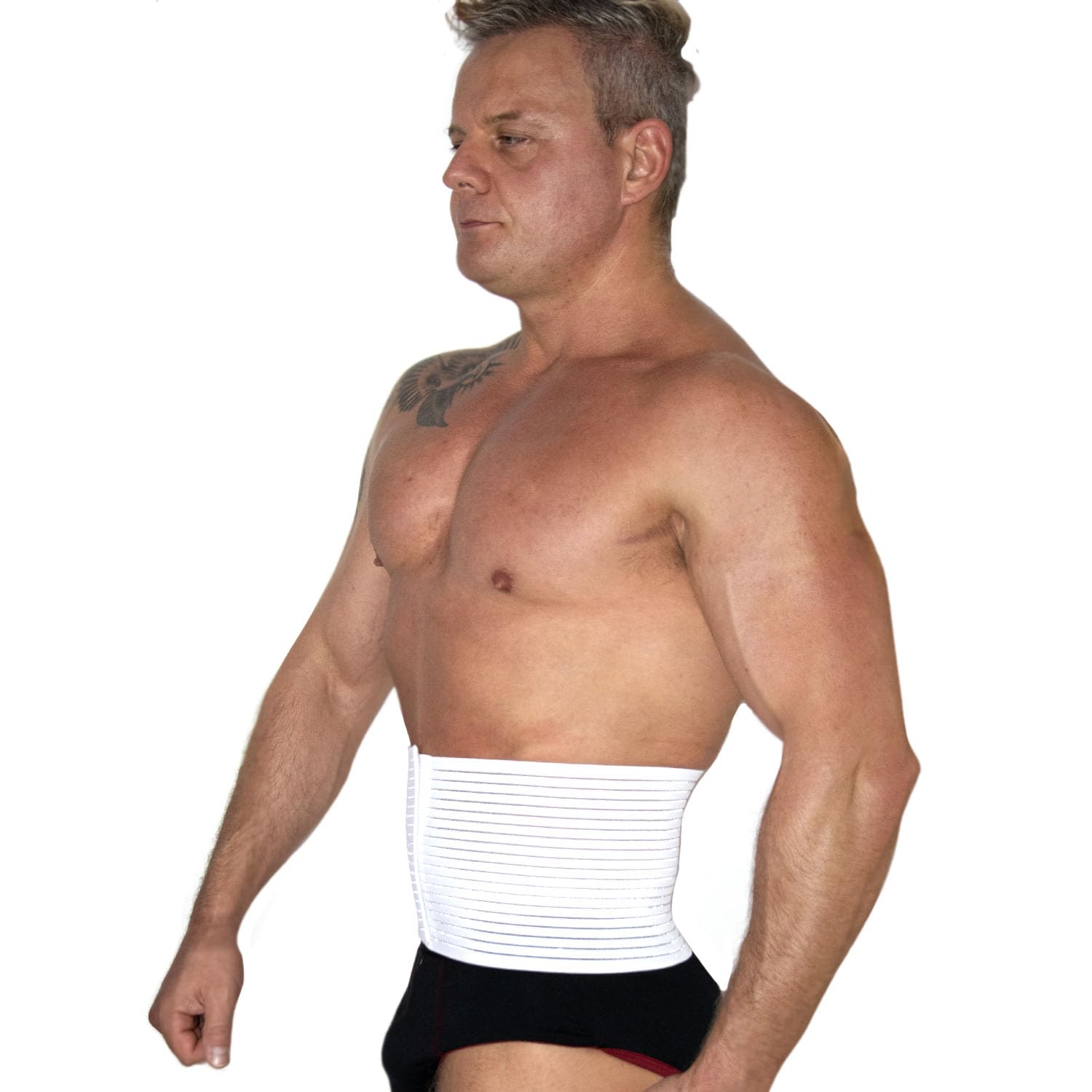 BODYPERFECT Fascia ernia ombelicale Pancera Post operatoria Cintura Post Parto Elasticizzata A Strappo Altezza 16 Cm Made in Italy (Bianco, L)