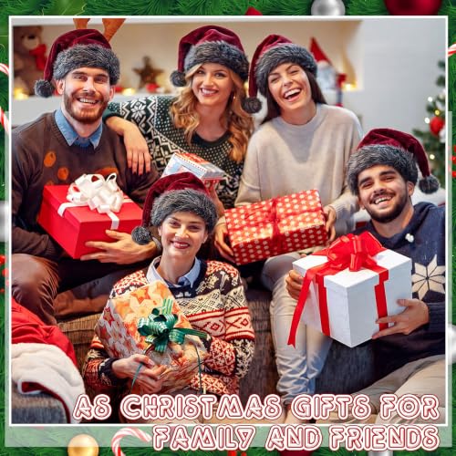 Image of Vicenpal 20 Pcs Santa Hats Bulk for Adults, Grey Burgundy, Classic
