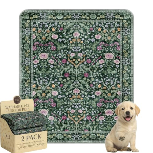Image of Washable Pee Pads for Dogs,Great Urine Absorbent Reusable Puppy Training Pads,Waterproof,Leak-Proof & Non-Slip Potty Pads for Whelping,Crate,Playpen,Bed.(Midnight Garden Floral,31 inchx36 inch)
