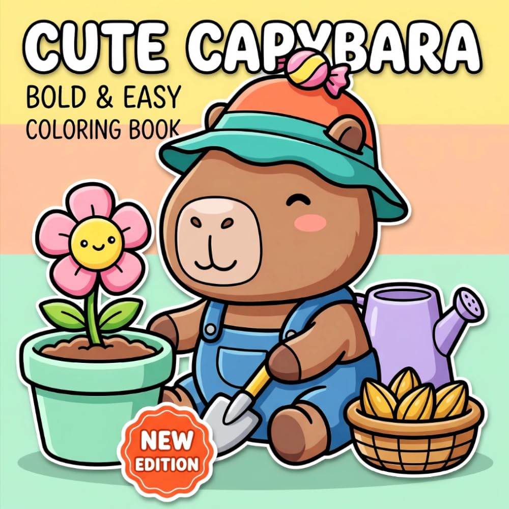Cute Capybara Coloring Book: A Charming Collection Of Bold And Easy Animal Art For Kids, Teens, And Anyone Who Loves Peaceful Fun