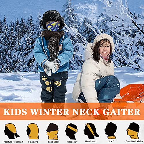 Outrip Kids Ski Mask Fleece Neck Gaiter Warmer Winter Face Cover Scarf Balaclava for 3-14 Years Boys Girls Adjustable2