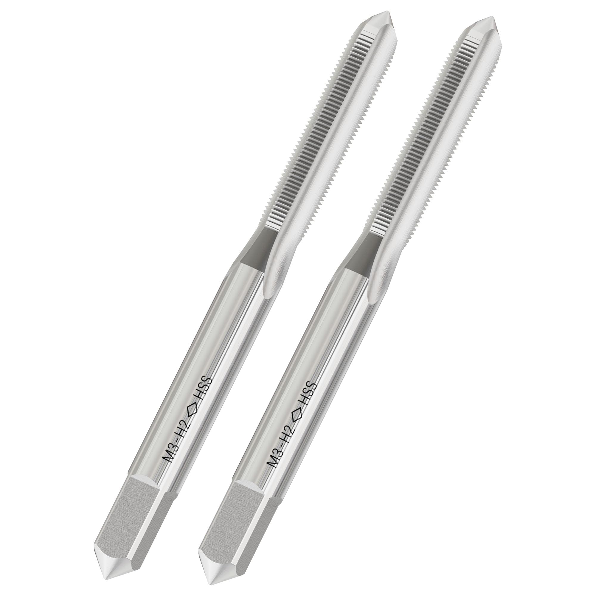 FOCMKEAS 2 PCS Metric Machine Tap M3 x 0.5, HSS 6542 Screw Tap H2, 3 Straight Flutes Thread Hole Repair Tools, Screw Milling Threading Machinist