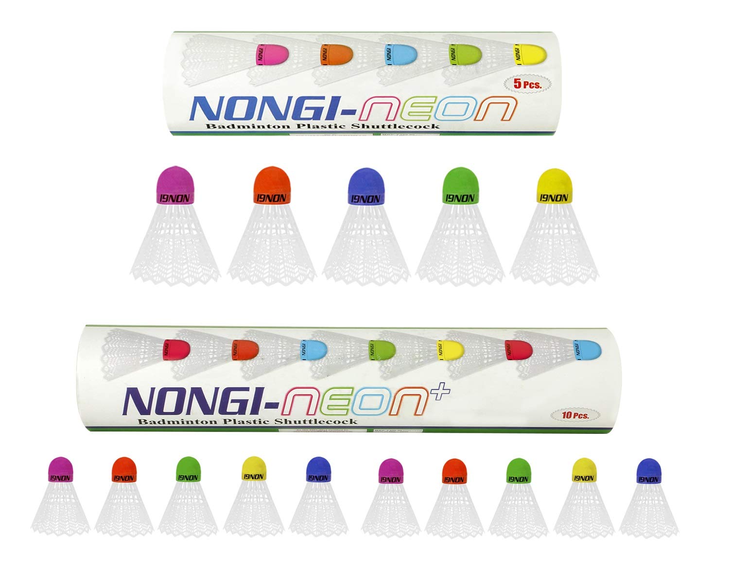 Nongi Neon PlusCombo Pack of 15 Shuttlecocks (10 Multicolored Cork Plastic), Neon(5 Multicolored Cork Plastic) for Outdoor Indoor Sports-image-4