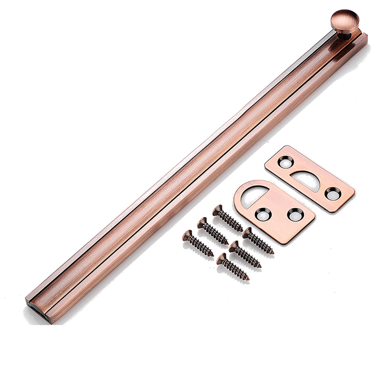 Cgjsefh Red Patina Door Latch, Slide Door Bolt Solid Copper Latch Buckle Invisible Bedroom Barn Lock Cupboards Workshop(,8In)