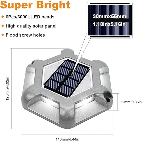 Miniatura 6 de VOLISUN - Juego de 16 luces solares para la entrada (12 unidades de luces hexagonales blancas+4 paquetes de 2 colores en 1 luces de muelle (blanco y