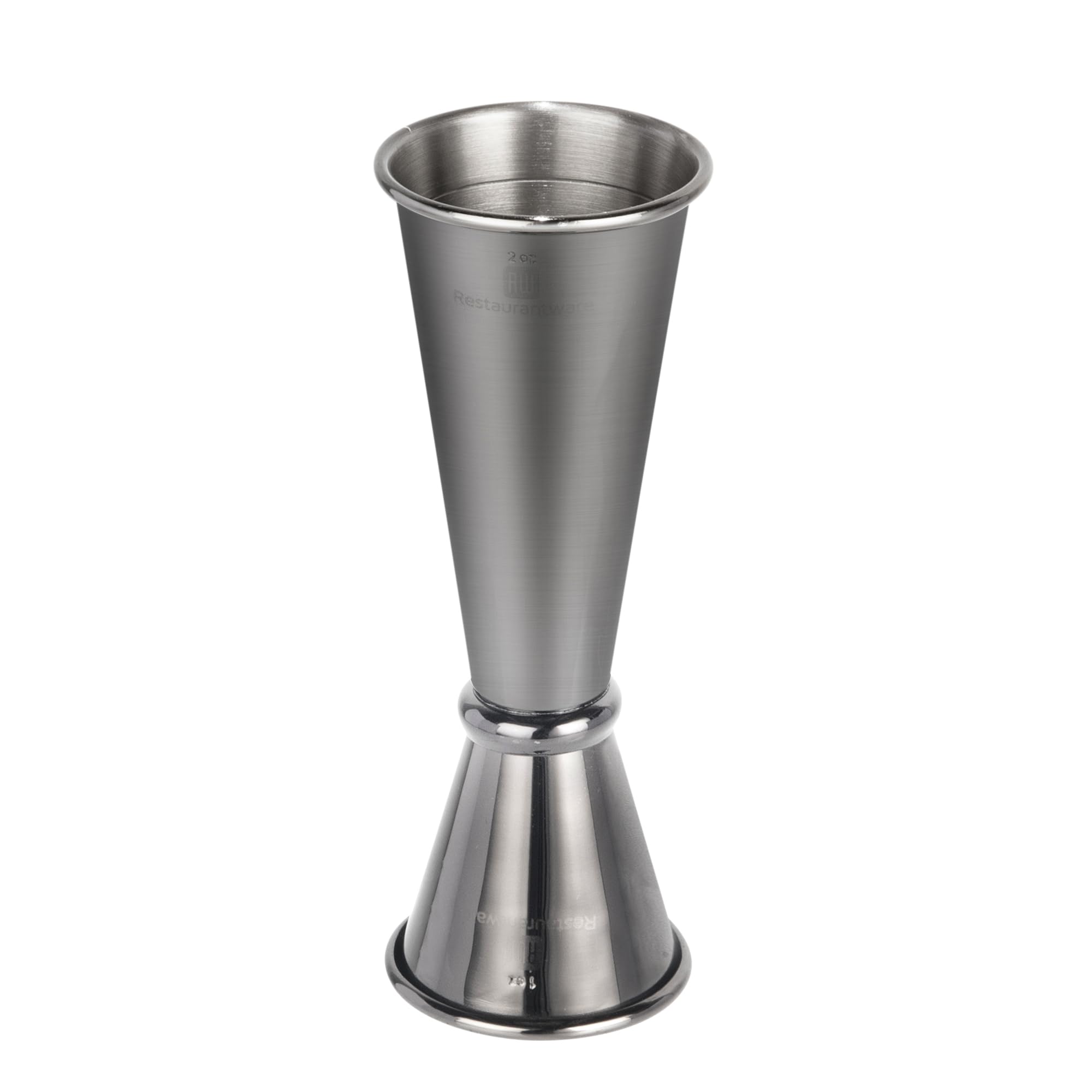 Jigger, Cocktail Jigger - Japanese Style Double Sided Jigger - 1 oz / 2 oz - Black Plated - Stainless Steel - Professional Grade - 1ct Box